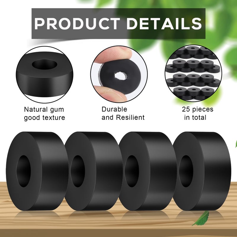 PEUTIER 25pcs Thick Rubber Washers, 3/4 Inch OD 1/4 Inch ID Thickness Grommets Spacer Bushings Flat Washers for Screws Bolts Household Appliances - Image 3